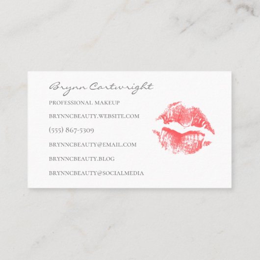 Realistisch Red Kiss print lips Makeup Visitekaartje (Achterkant)