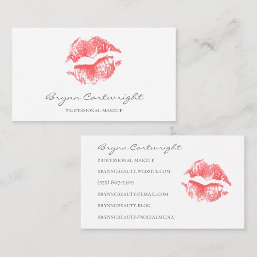 Realistisch Red Kiss print lips Makeup Visitekaartje (Voorkant / Achterkant)