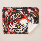 Realistisch Red Tiger Head Sherpa Blanket Sherpa Deken (Voorkant (horizontaal))