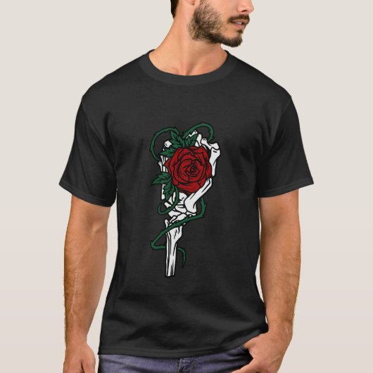 Realistisch Rode Roos Botanisch Kunst T-shirt (Voorkant)