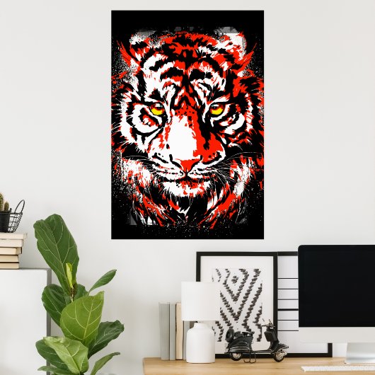Realistisch Rode Tijger - Poster van Tiger (Thuiskantoor)