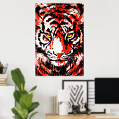 Realistisch Rode Tijger - Poster van Tiger (Thuiskantoor)
