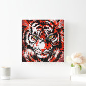 Realistisch Rode Tijger — Rode tijgerklok Vierkante Klok (Huis)