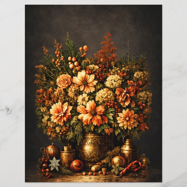 Realistisch rustiek kerst bloemschikking scrapbook (Voorkant)