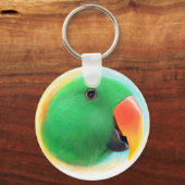 Realistisch schilderij met groene eclectus parrot sleutelhanger (Voorkant)