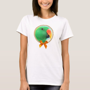 Realistisch schilderij met groene eclectus parrot t-shirt