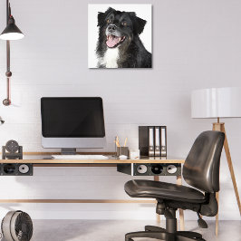 Realistisch schilderij van een mooie blije hond foto afdruk