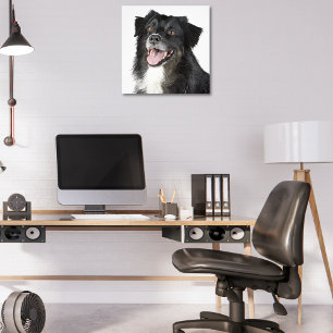 Realistisch schilderij van een mooie blije hond foto afdruk