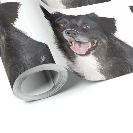 Realistisch schilderij van een mooie hond cadeaupapier (Rol Hoek)