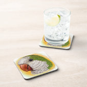 Realistisch schilderij van Quaker Parrot Bier Onderzetter (Rechterzijde)