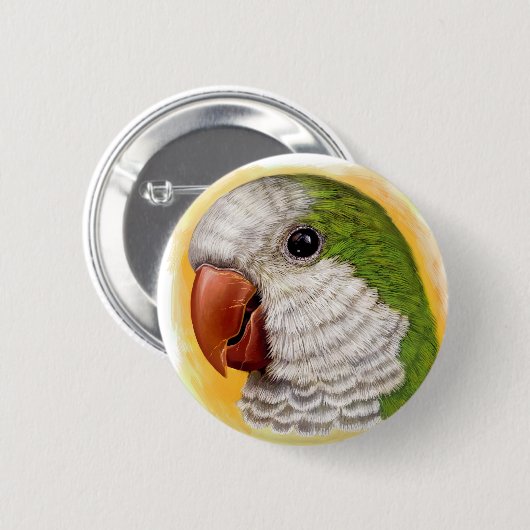 Realistisch schilderij van Quaker Parrot Ronde Button 5,7 Cm (Voorkant /achterkant)