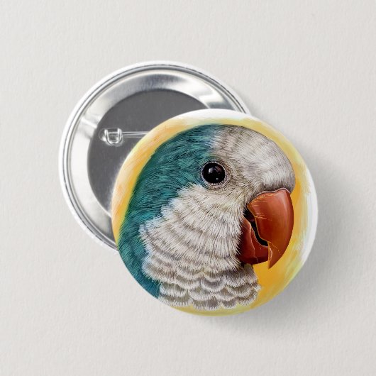 Realistisch schilderij van Quaker Parrot Ronde Button 5,7 Cm (Voorkant /achterkant)
