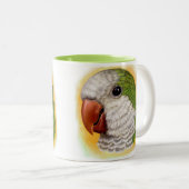 Realistisch schilderij van Quaker Parrot Tweekleurige Koffiemok (Voorkant rechts)