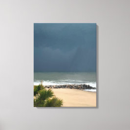 Realistisch seizoenskapje Delaware Beach Rain Canvas Afdruk
