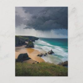 Realistisch storm wolken boven blauwgroen blauw ze briefkaart