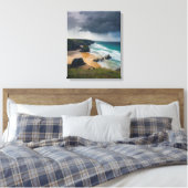 Realistisch storm wolken boven blauwgroen blauw ze canvas afdruk (Insitu (Slaapkamer))