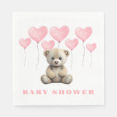 Realistisch Teddy Bear Pink Balloon Baby shower Servet (Voorkant)