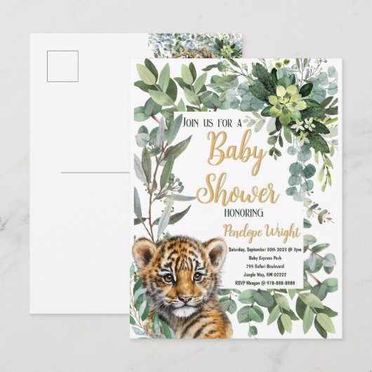 Realistisch Tiger Cub Genderneutraal Baby shower Briefkaart (Voorkant / Achterkant)