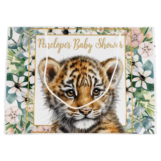 Realistisch Tiger Cub Genderneutraal Baby shower Groot Cadeauzakje (Voorkant)