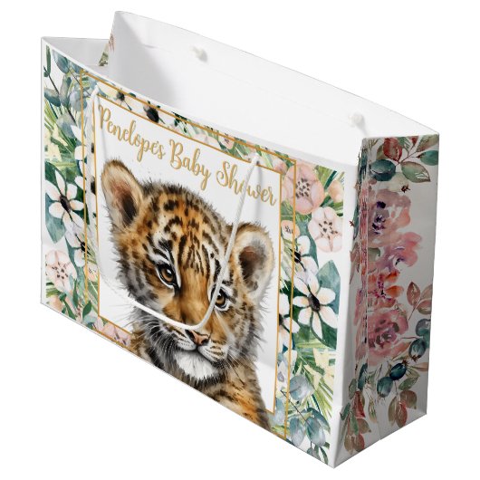 Realistisch Tiger Cub Genderneutraal Baby shower Groot Cadeauzakje (Voorkant Gekanteld)