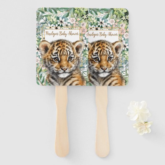 Realistisch Tiger Cub Genderneutraal Baby shower Handwaaier (Voorkant en achterkant)