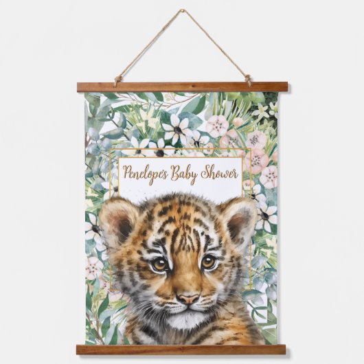 Realistisch Tiger Cub Genderneutraal Baby shower Hangend Wandkleed (Voorkant)