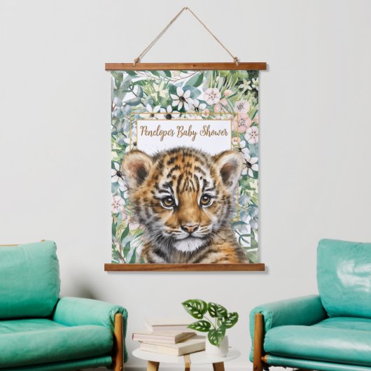 Realistisch Tiger Cub Genderneutraal Baby shower Hangend Wandkleed (Woonkamer)