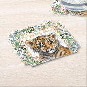 Realistisch Tiger Cub Genderneutraal Baby shower Kartonnen Onderzetters (Gekanteld)
