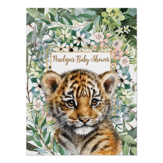 Realistisch Tiger Cub Genderneutraal Baby shower Perfect Poster (Voorkant)