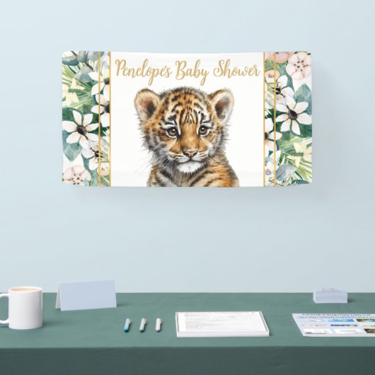Realistisch Tiger Cub Genderneutraal Baby shower Spandoek (Beurs)