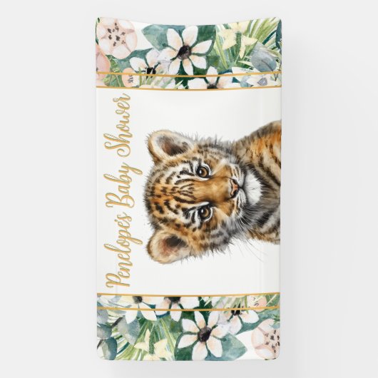 Realistisch Tiger Cub Genderneutraal Baby shower Spandoek (Verticaal)