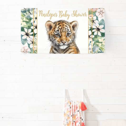 Realistisch Tiger Cub Genderneutraal Baby shower Spandoek (Insitu)