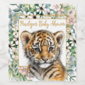 Realistisch Tiger Cub Genderneutraal Baby shower Wijn Etiket (Enkel label)