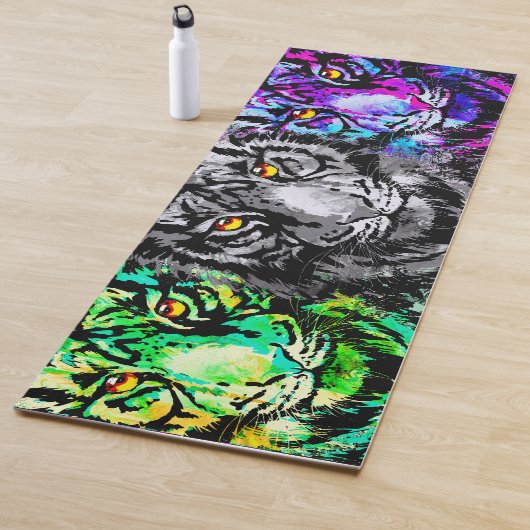 Realistisch Tiger Yoga Mat Green - grote katten in (In situ)