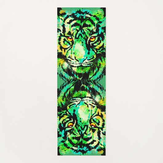Realistisch Tiger Yoga Mat Green - grote katten in (Voorkant)
