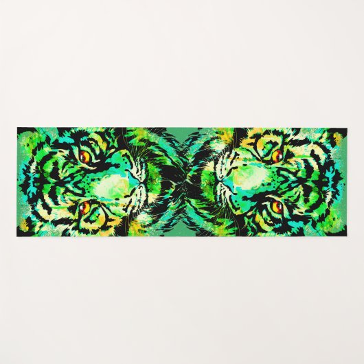 Realistisch Tiger Yoga Mat Green - grote katten in (Voorkant (horizontaal))