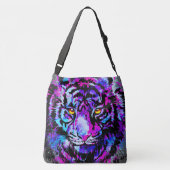 Realistisch tijger - Paarse Tiger Head Tekening Crossbody Tas (Achterkant)