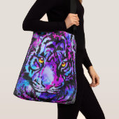 Realistisch tijger - Paarse Tiger Head Tekening Crossbody Tas (Dichtbij)