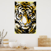 Realistisch tijger Poster - Beige Tiger Head Teken (Keuken)