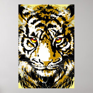 Realistisch tijger Poster - Beige Tiger Head Teken