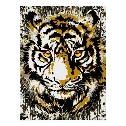 Realistisch tijger Poster Glossy - Cool Tiger Head (Voorkant)