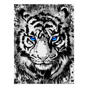Realistisch tijger Poster Glossy - White Tiger Hea