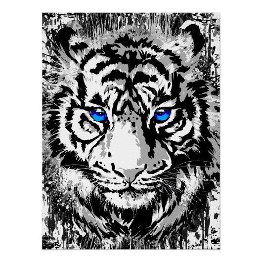 Realistisch tijger Poster Glossy - White Tiger Hea (Voorkant)