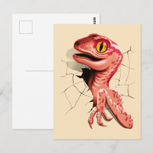 Realistisch Velociraptor Dinosaur Hatching Briefkaart (Voorkant / Achterkant)