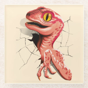 Realistisch Velociraptor Dinosaur Hatching Glazen Onderzetter