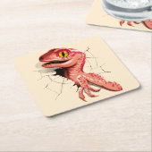 Realistisch Velociraptor Dinosaur Hatching Kartonnen Onderzetters (Schuin)