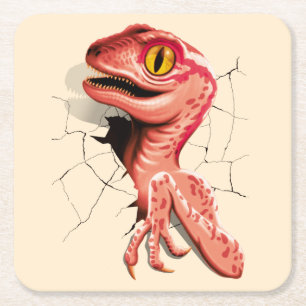 Realistisch Velociraptor Dinosaur Hatching Kartonnen Onderzetters
