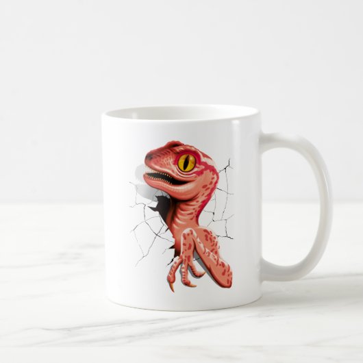 Realistisch Velociraptor Dinosaur Hatching Koffiemok (Rechts)