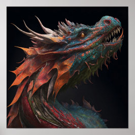 Realistisch vibrant Dragon Art Poster