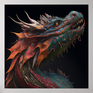 Realistisch vibrant Dragon Art Poster